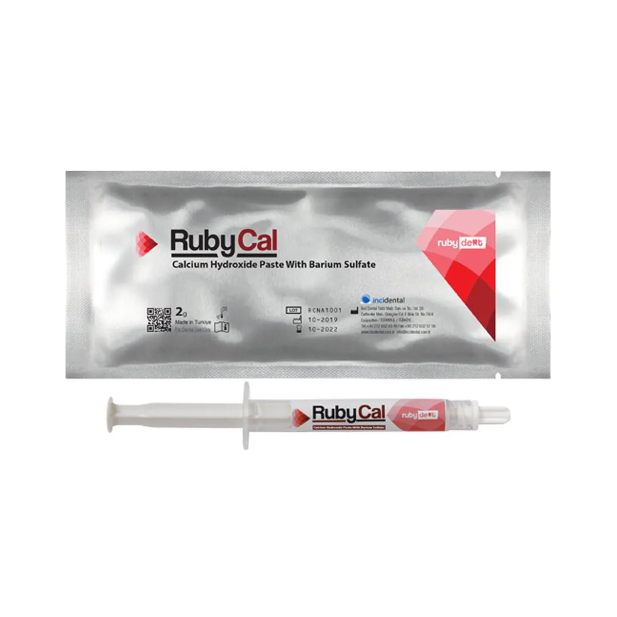 RubyCal kalcija hidroksīda pasta ar bārija sulfātu