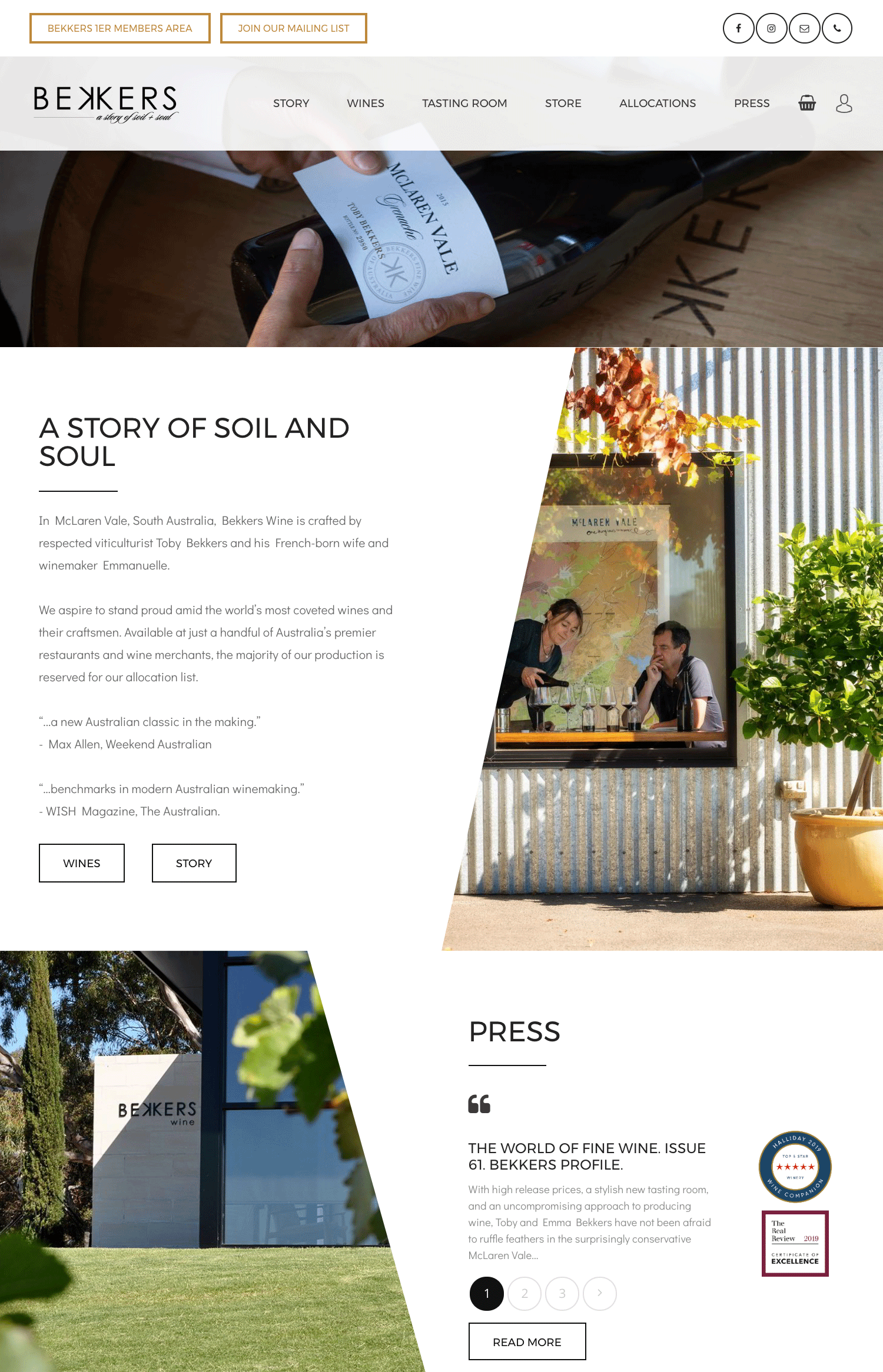 Website Serious creates a new website for Bekkers Wine in McLaren Vale, South Australia