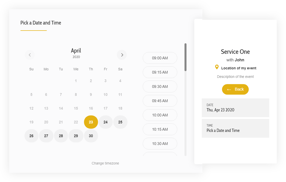 booking and appointments Simvoly