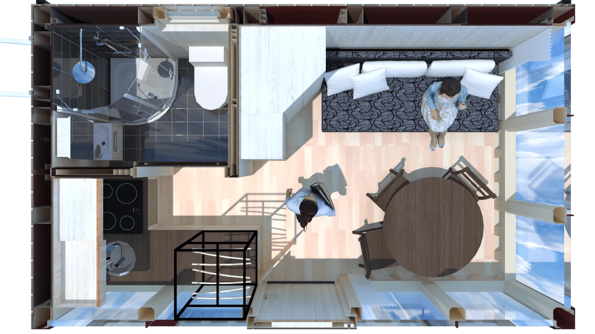 Moduļa 15 m² plānojums