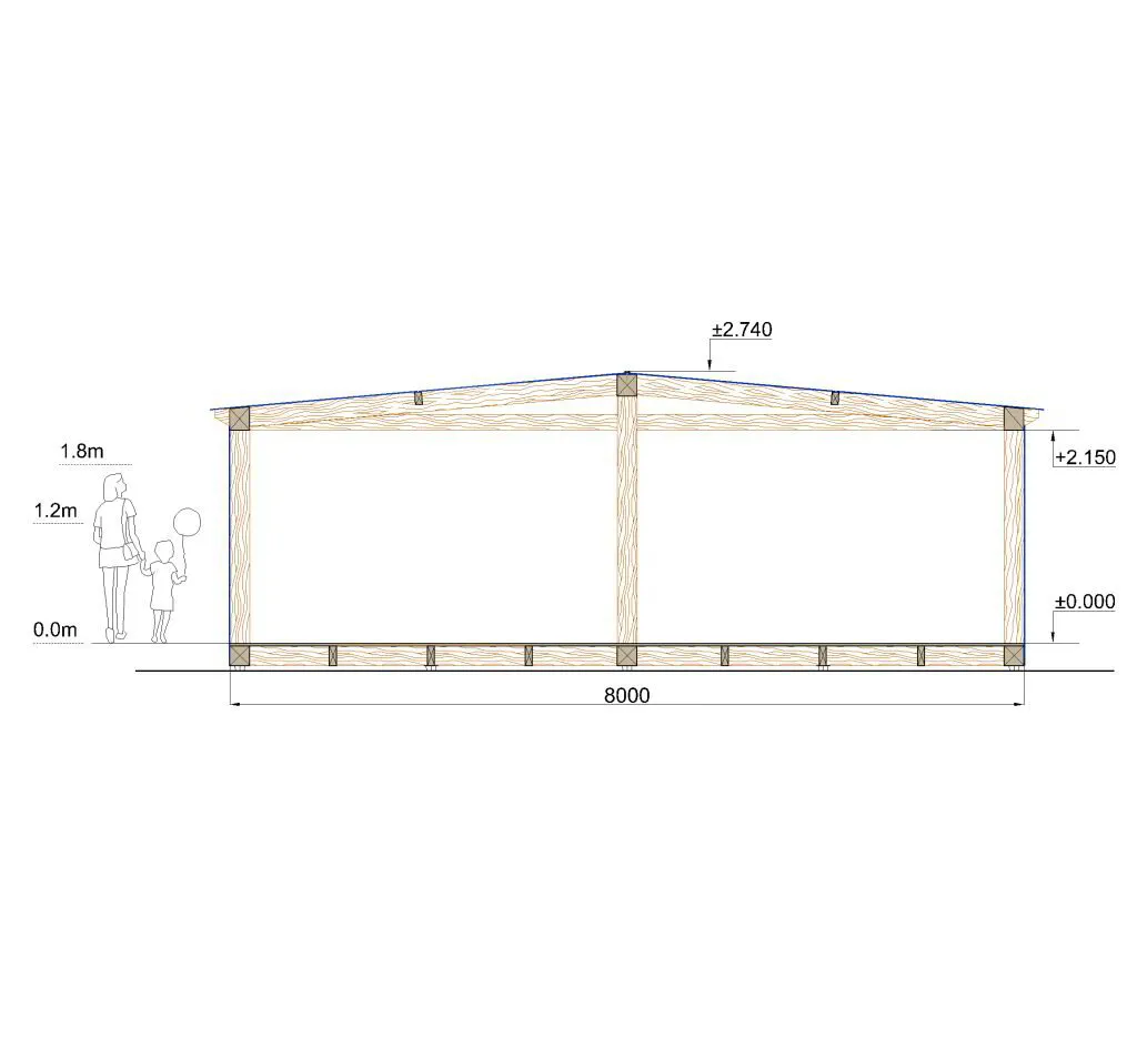 Uzbūvēts paviljons 8 × 8 m dārzā