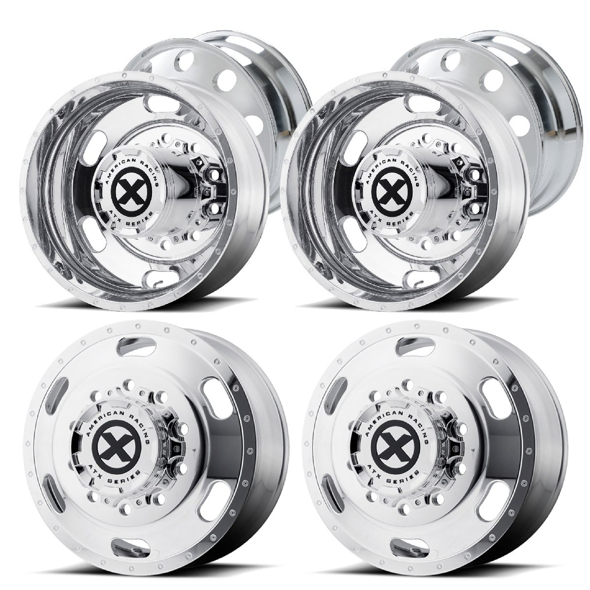 6 American Racing Indy Semi Wheels 24.5 x 8.5 Milled to 24" Wheels