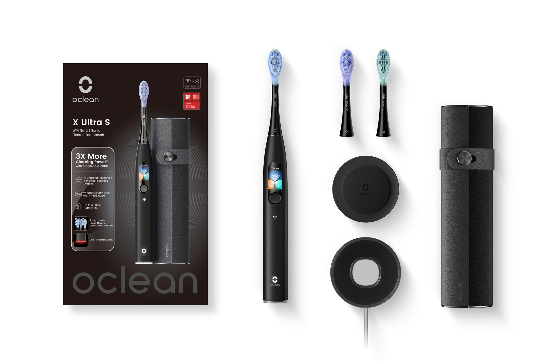 Oclean X Ultra S elektriskās zobu birstes komplekts, melns