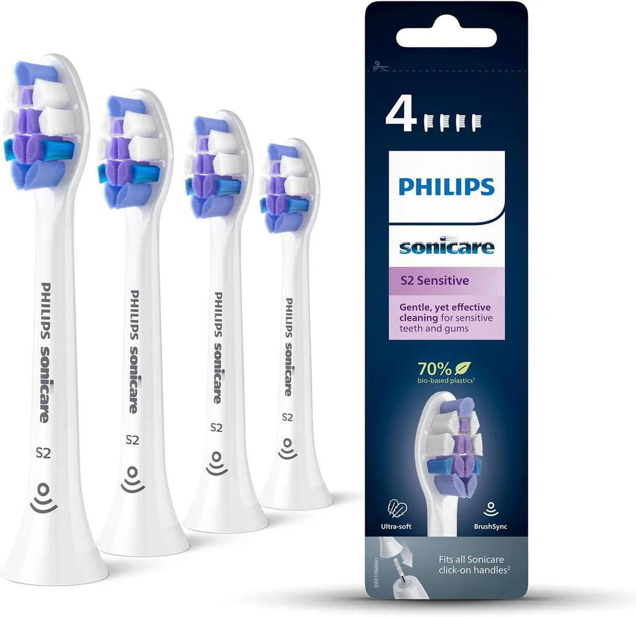 Philips Sonicare HX6054/10 S2 Sensitive zobu birstes uzgaļi standarta 4 gab
