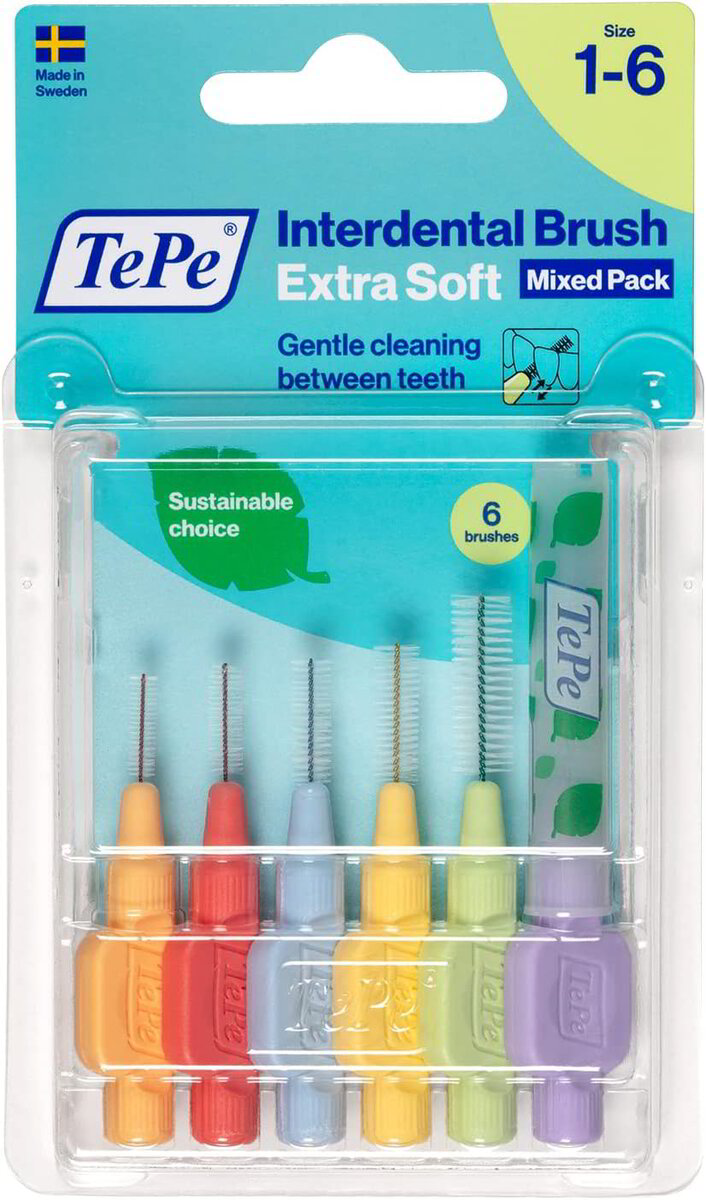 TePe Interdental Brush Extra Soft Starpzobu Birstes Mix 1 6 6gab 