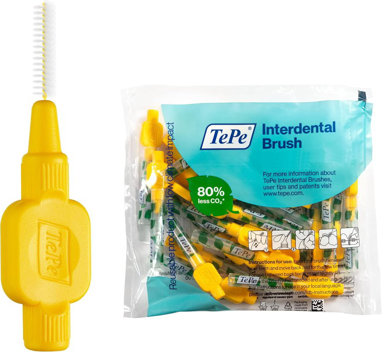 TePe Interdental Brush Starpzobu Birstes 0 7mm 4 Dzeltenas 25gab 