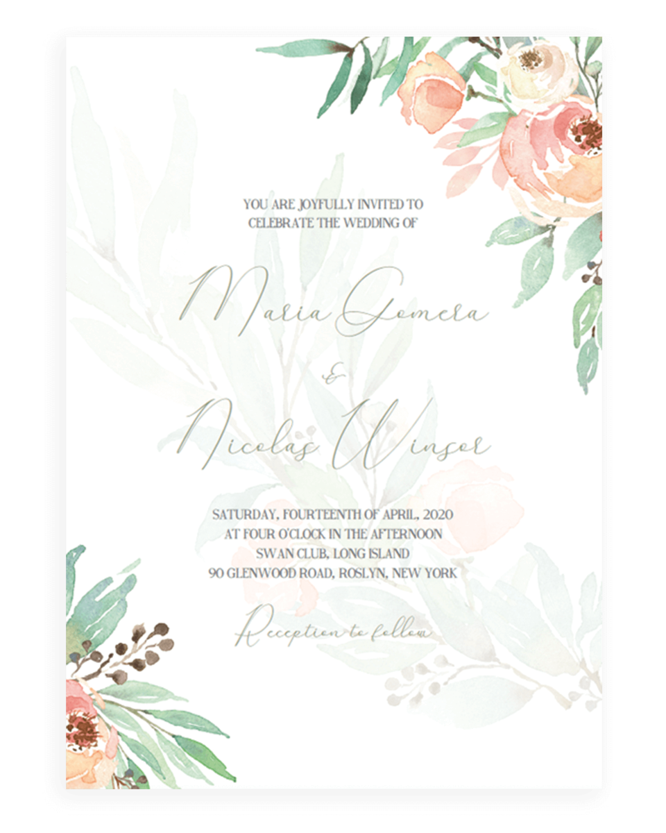 Blush Floral Wedding Invitations Printable