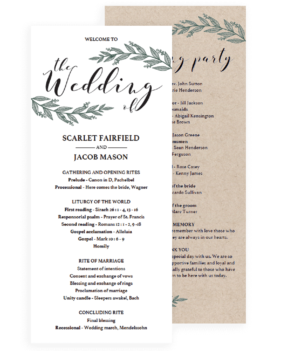 Vintage Wedding Program Template Instant Download Rb1