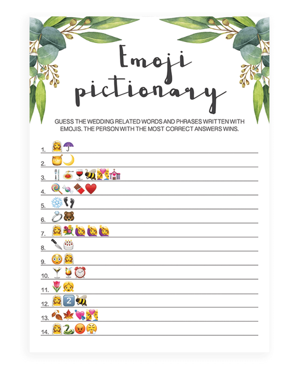 Bridal Shower Game Emoji Pictionary Guessing Game Wit - vrogue.co