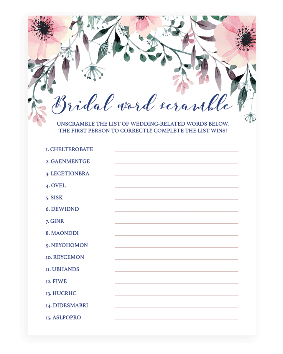 Chic Wedding Word Scramble Game Printable Ubicaciondepersonas cdmx gob mx