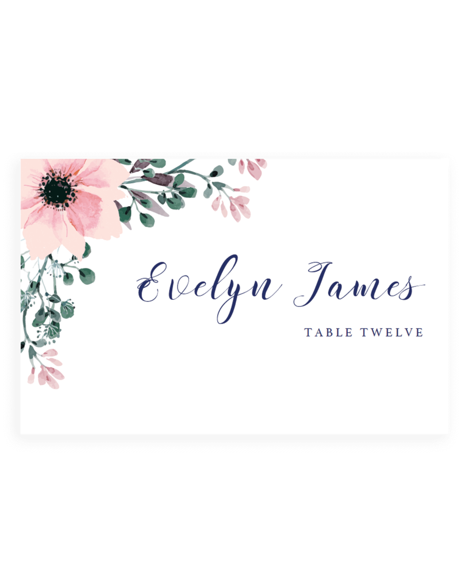 Watercolor Flowers Wedding Escort Cards Templates Spg1