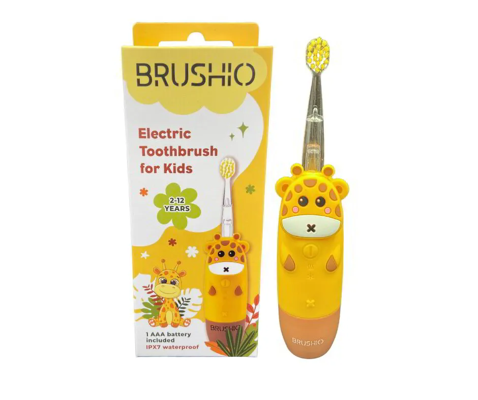 BRUSHIO Kids elektrinis dantų šepetėlis, geltona