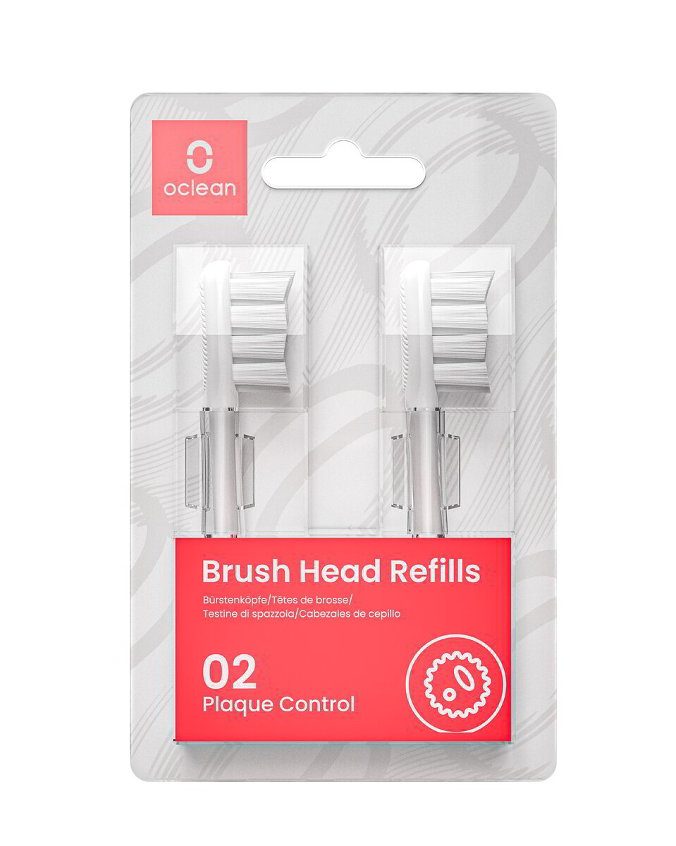 Oclean P1C10 Plaque Control pakaitinės šepetėlio galvutės, pilkos, 2 vnt.
